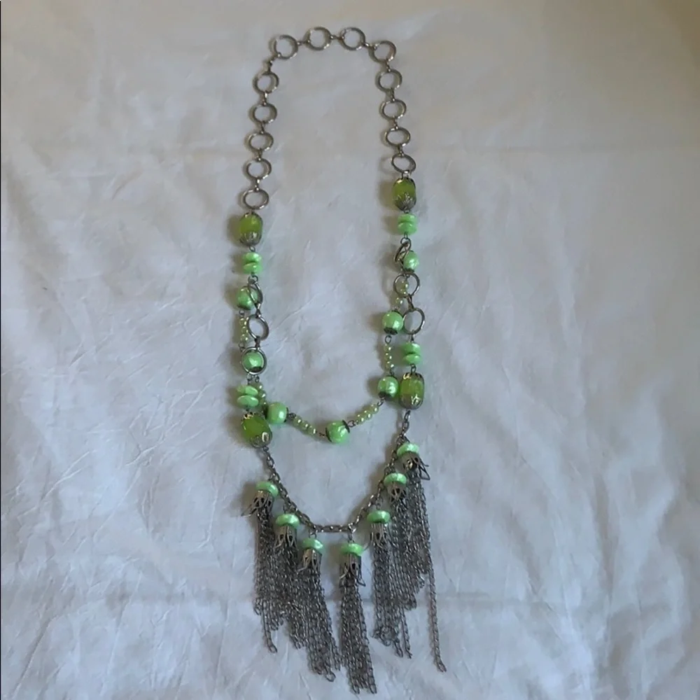 Vintage green and silver necklace